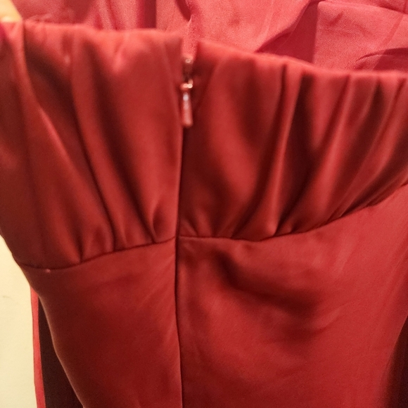 David's BRIDAL Red Plus Size Strapples Satin Long Formal Dress size 20 - Picture 10 of 11